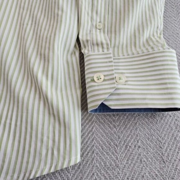 Linea Uomo Shirt Men's 3X Green Stripe Modern Fit Long Sleeve Button Up EUC LN - Picture 4 of 14